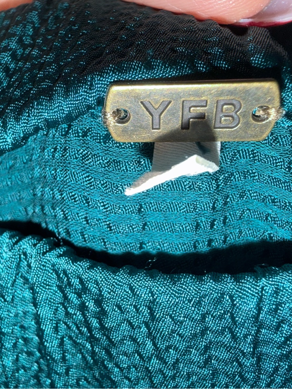 YFB Strapless Teal Wide-Leg Crepe Jumpsuit with Drawstring Waist Sz M - Picture 4 of 4